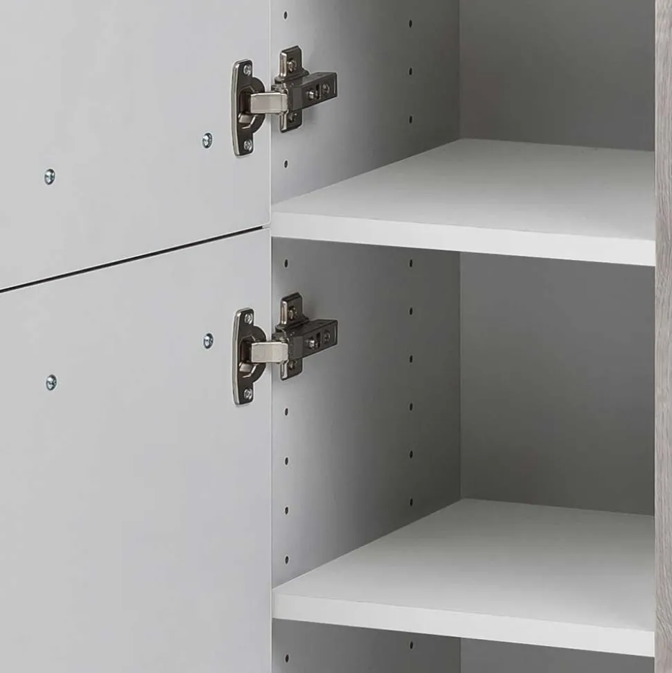 30x135x35 Bad Seitenschrank in Eiche Grau - Svegaria