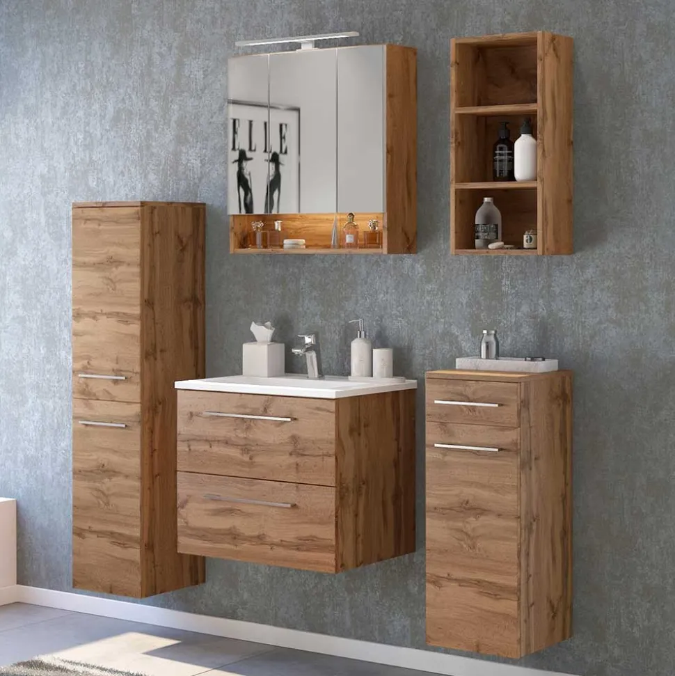 30x64x18 Badezimmer Hängeregal mit drei Fächern - Lemnas