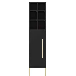 31x131x22 Badschrank in Schwarz & Gold - Vulcanisa