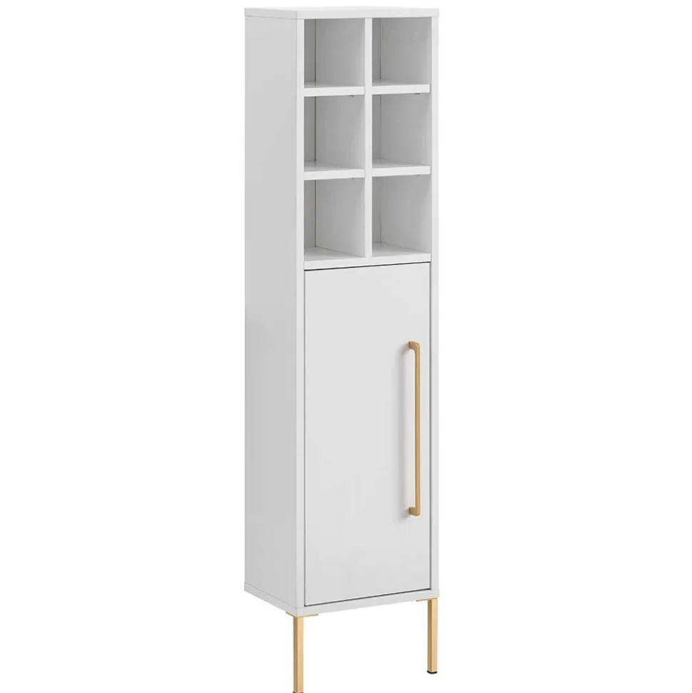 30x131x22 Badschrank in Weiß & Gold - Nuszaleva I