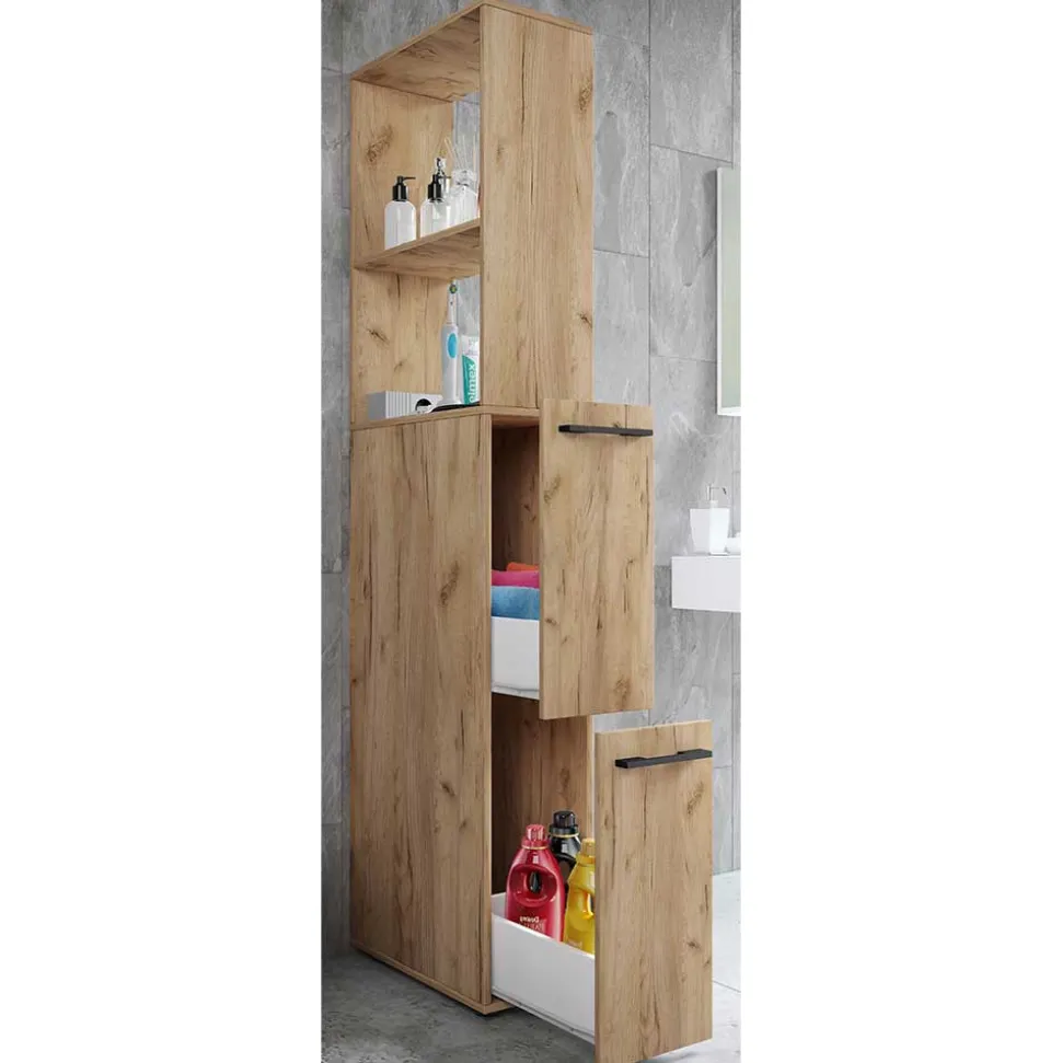 25x183x50 Badschrank mit Regal & zwei Schubladen - Member