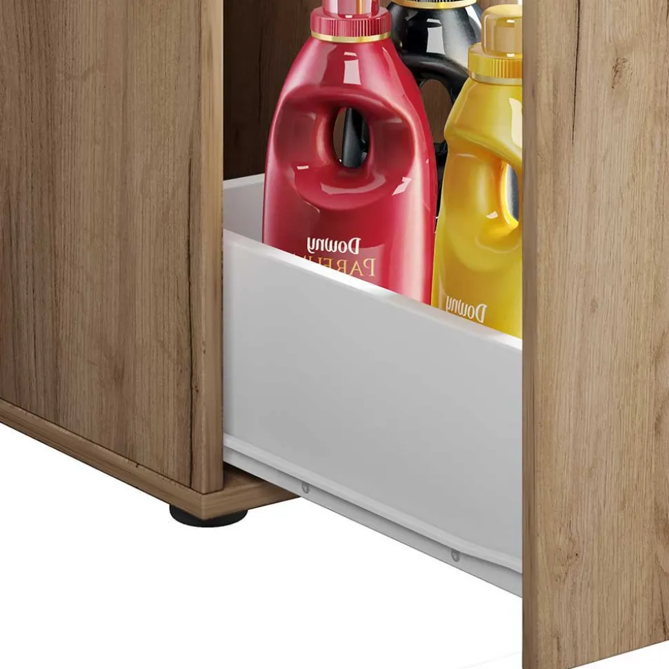 25x183x50 Badschrank mit Regal & zwei Schubladen - Member