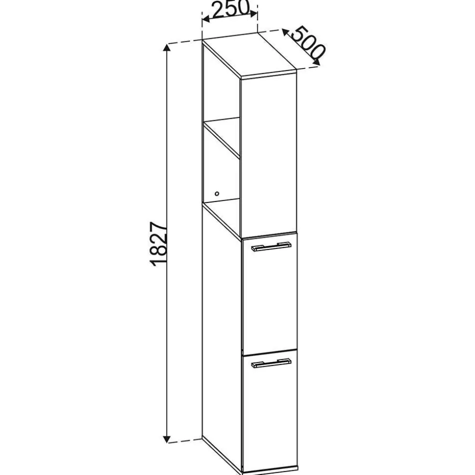 25x183x50 Badschrank mit Regal & zwei Schubladen - Member