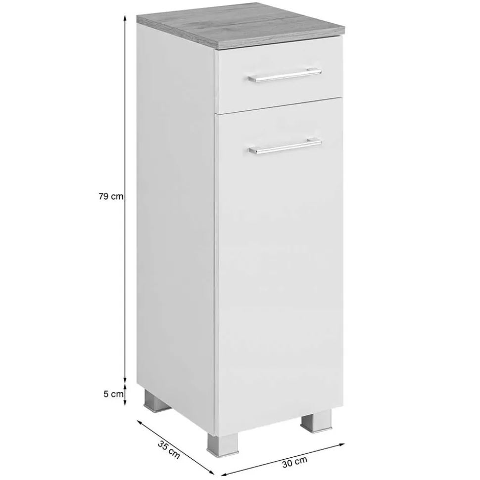 30x97x35 Badschrank mit Schublade & Tür - Tonra