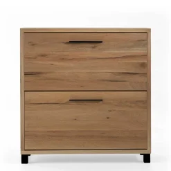 83x87x28 Balkeneiche Schuhkommode mit zwei Klappen - Alsbetas