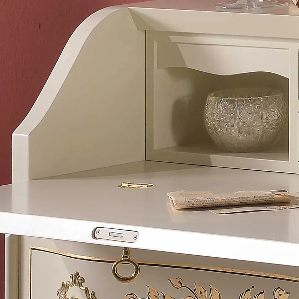 75x88x35 Barock Sekretär in Weiß & Gold - Iviada