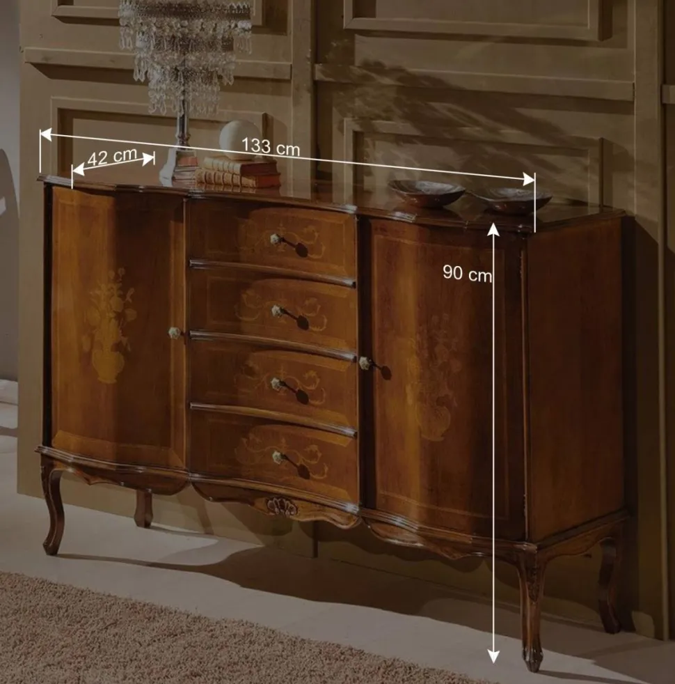 133x90x42 Barock Sideboard in Nussbaumfarben - Motiz
