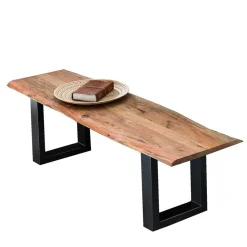 150x46x40 Baumkante Bank mit Bügelgestell - Beataz