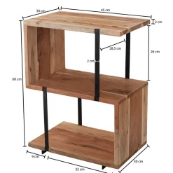 45x60x30 Beistelltisch Regal in Akazie - Matic