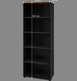 75x197x38 Büro Ordnerregal mit fünf Fächern - Kuetra