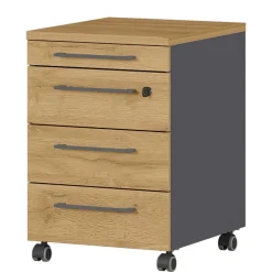 42x61x49 Büro Rollcontainer mit Utensilienfach - Ovgunia