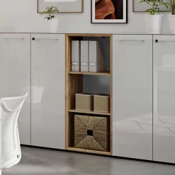 50x120x37 Büroregal in Weiß & Wildeiche - Laszlo