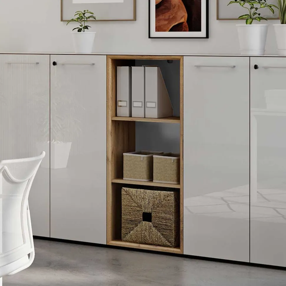 50x120x37 Büroregal in Weiß & Wildeiche - Laszlo