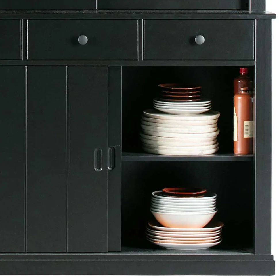 166x215x48 Buffetschrank in Schwarz Kiefer - Nariosca