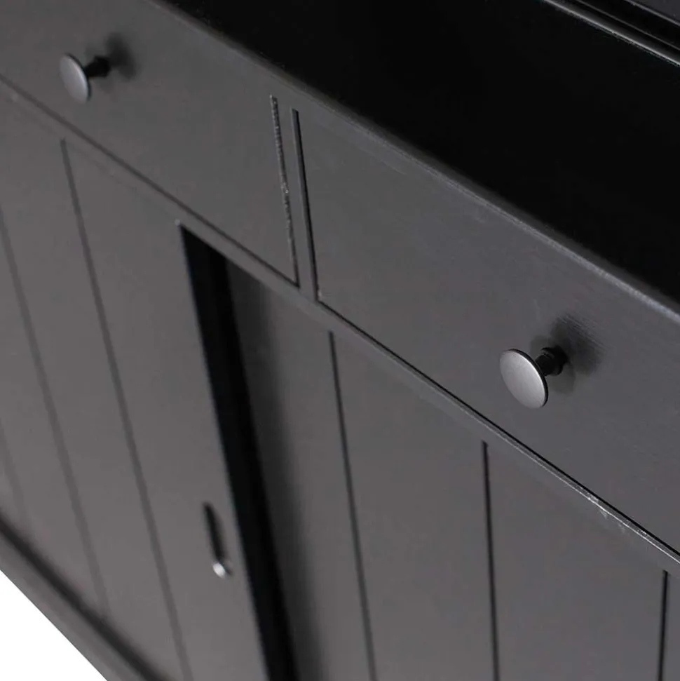 166x215x48 Buffetschrank in Schwarz Kiefer - Nariosca