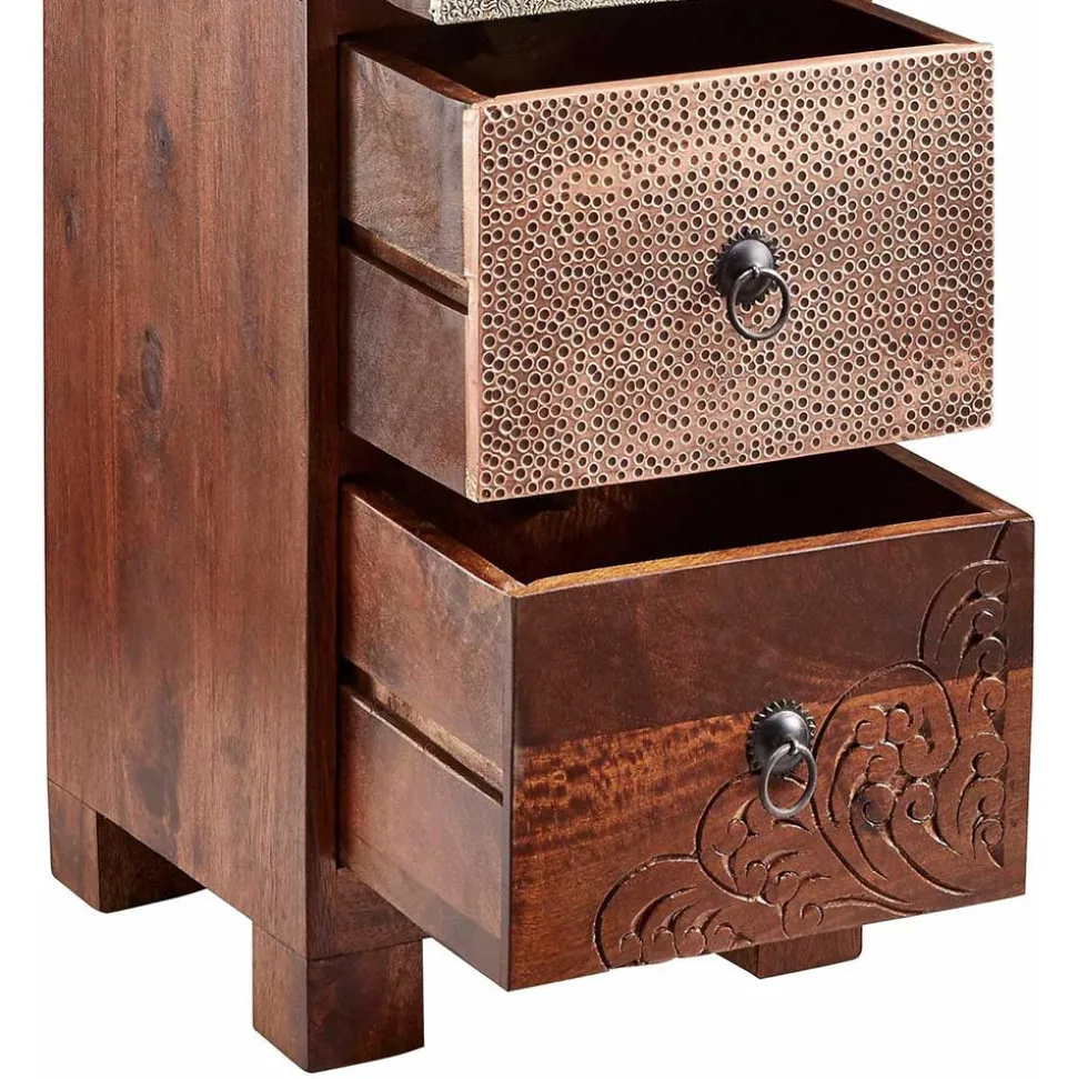 30x85x30 cm Akazie Hochkommode mit Schnitzerei - Welina