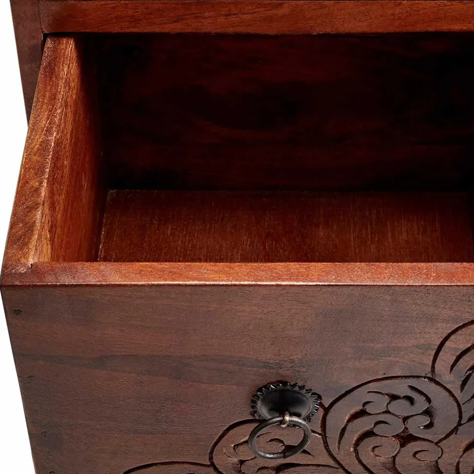 30x85x30 cm Akazie Hochkommode mit Schnitzerei - Welina