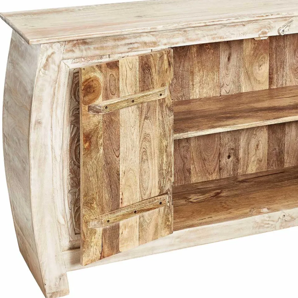 166x85x40 cm Akazie Sideboard in White Wash - Omie