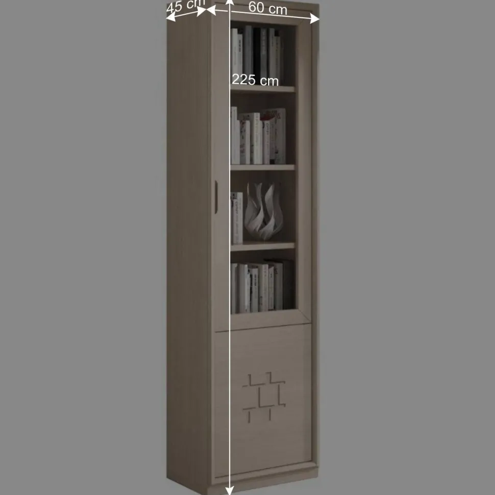 60x225x45 cm Bücher Vitrine in Esche Hell - Odillava