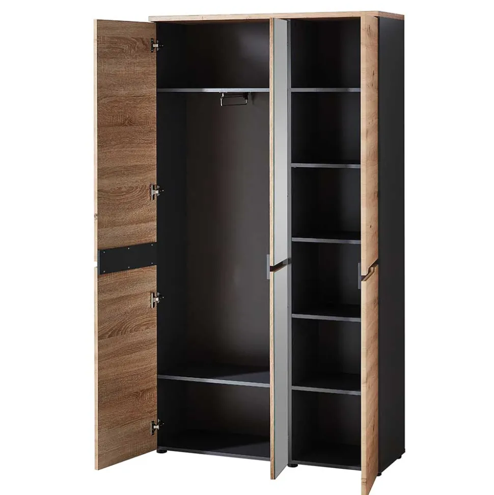 105x192x38 cm Dielen Kleiderschrank mit Spiegel - Kuetra