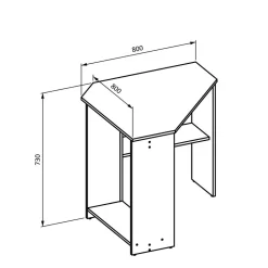 80x73x80 cm Eckschreibtisch in Schwarzgrau - Gionna