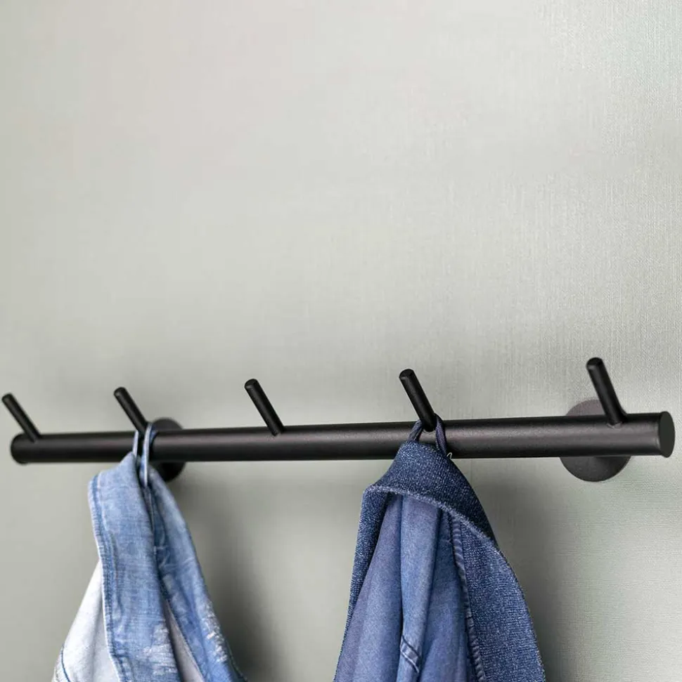 55x8x13 cm Garderobe aus Stahl in Schwarz - Yanathon