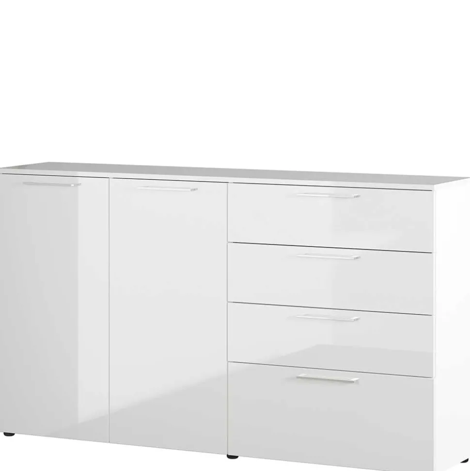 186x107x40 cm Hochglanz Sideboard in Weiß - Alida