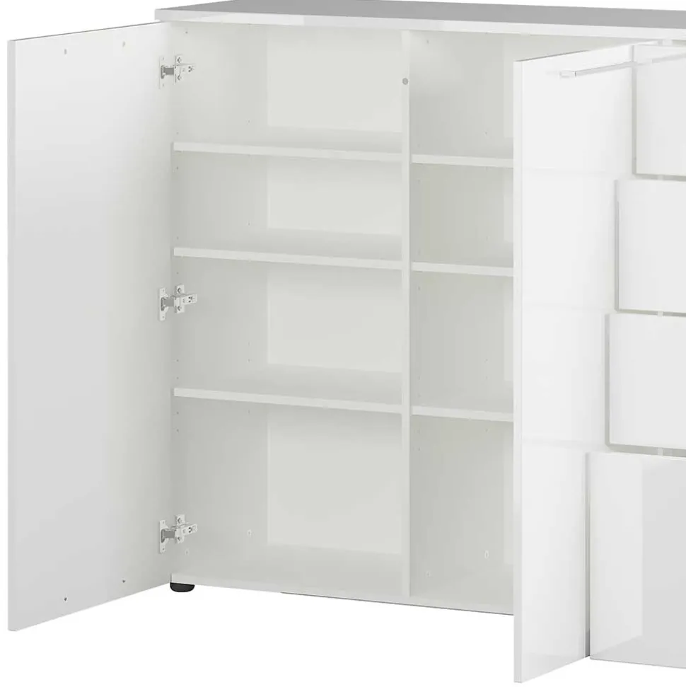 186x107x40 cm Hochglanz Sideboard in Weiß - Alida