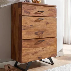 80x120x42 cm Hochkommode aus Sheesham massiv - Elmin