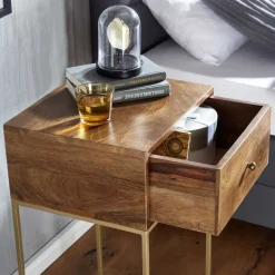 40x76x35 cm Hohe Nachtkommode mit einer Schublade - Kanados