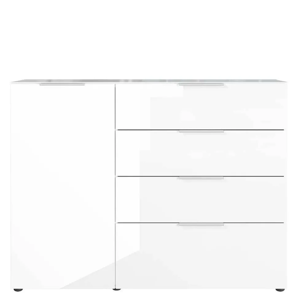134x101x42 cm Kommode in Weiß mit Glas - Rufu