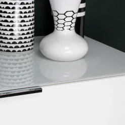 134x101x42 cm Kommode in Weiß mit Glas - Rufu