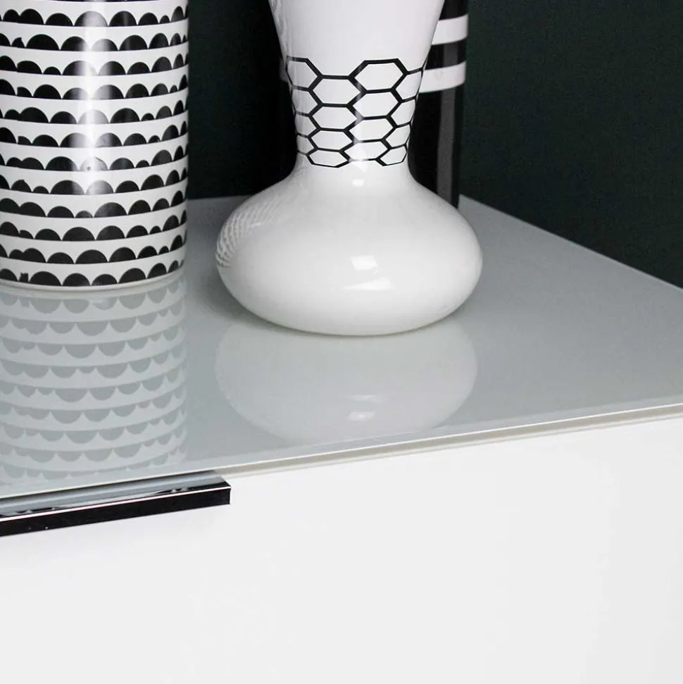 134x101x42 cm Kommode in Weiß mit Glas - Rufu