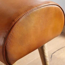 45x53x40 cm Leder Hocker mit Holzbeinen - Brian