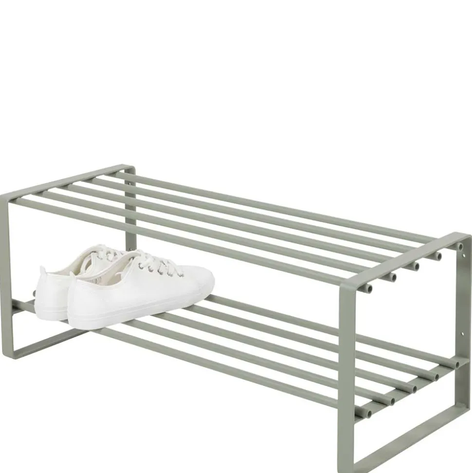 70x29x27 cm Schuhregal aus Stahl in Graugrün - Mion
