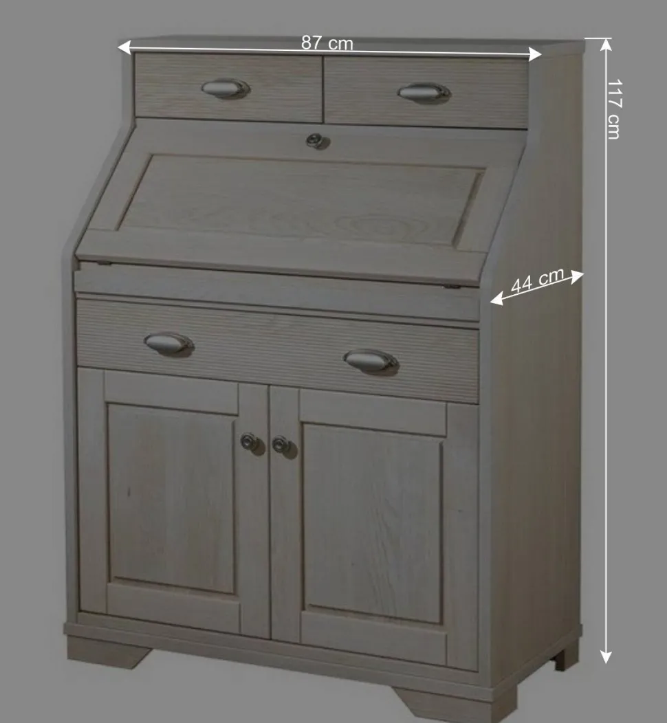 87x117x44 cm Sekretär aus Eiche White Washed - Larioja