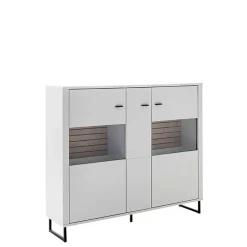 159x136x37 cm 3-türige Kommode mit Glaseinsätzen - Varzino