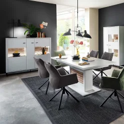 159x136x37 cm 3-türige Kommode mit Glaseinsätzen - Varzino