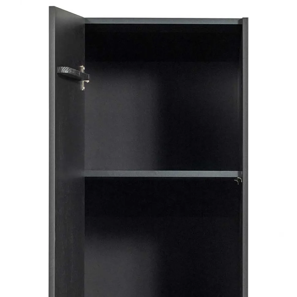 44x188x35 cm 1-türiger Schrank in Schwarz lackiert - Riley