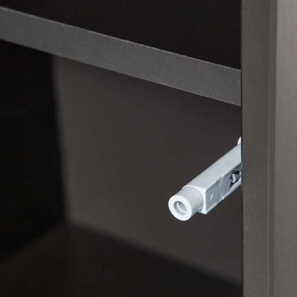 44x188x35 cm 1-türiger Schrank in Schwarz lackiert - Riley