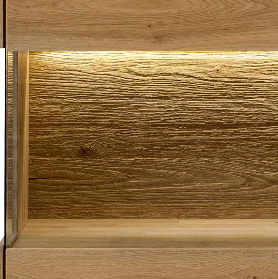 63x145x44 cm 1-türiger Vitrinenschrank aus Massivholz - Obinson