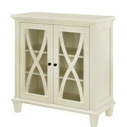 80x87x38 cm Vintage Vitrine in Cremeweiß - Arvid