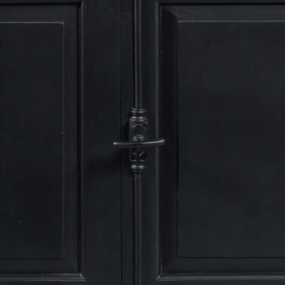 130x230x47 cm Vintage Vitrine Schrank in Schwarz - Niovan