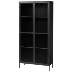 90x190x40 cm Vitrinenschrank aus schwarzem Metall - Gulliver