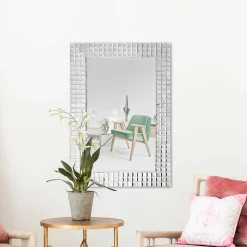 60x90x4 cm Wandspiegel mit Mosaik Rahmen - Solu