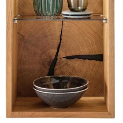 34x64x20 cm Wildeiche Regal mit Glasboden - Acapella