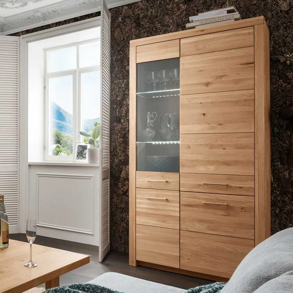 102x204x40 cm Wohnzimmer Holzschrank aus Wildeiche - Loitons