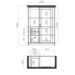 102x139x44 Country Highboard zweifarbig - Diatara