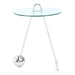 46x60x46 Design Glastisch in Weiß & Silber - Twinta