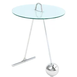 46x60x46 Design Glastisch in Weiß & Silber - Twinta